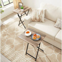 17 Stories 2-Piece Folding Tv Tray Table Noassembly Required Portable Sofa Side Table, Industrial Snack Table For Small