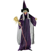 The Holiday Aisle® Life-Size Animated Wicked Witch Prop W/LED Crystal Ball, Battery-Operated Indoor/Outdoor Halloween De