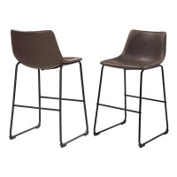 17 Stories Armless Bar Stools Two-tone Brown and Black (Set of 2)