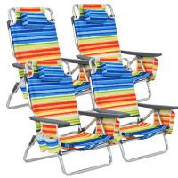 Gymax Gymax 4pcs Folding Backpack Beach Chair Reclining Camping Chair W/ Storage Bag Yellow