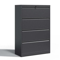 Inbox Zero Malahni 35.43"W Metal 4 Drawer Lateral File Cabinet with Lock for A4/Letter/Legal Size