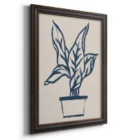 Bay Isle Home™ Navy Plant Sketches II Premium Framed Canvas- Ready To Hang