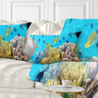 Made in Canada - East Urban Home Underwater Panorama with Sea Creatures Lumbar Pillow