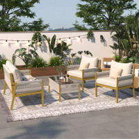 Latitude Run® 4-Piece Rope Patio Furniture Set, Outdoor Patio Conversation Set