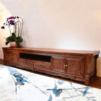 LORENZO Chinese style carved living room storage TV cabinet