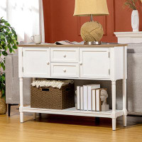 Latitude Run® Console Table With Drawers, Vintage Entryway Table With 2 Drawers, Cabinets And Bottom Shelf, Retro Sofa T