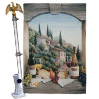 Breeze Decor Wine Window - Impressions Decorative Aluminum Pole & Bracket House Flag Set HS117024-BO-02