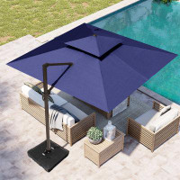 Arlmont & Co. Shaelan 10' Square Cantilever Umbrella with Weighted Base