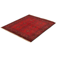 Isabelline One-of-a-Kind Allaina Hand-Knotted 2010s Esari Turkman Red 5' x 6'4" Wool Area Rug