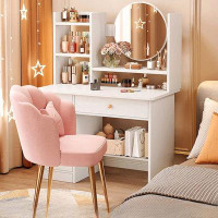 My Lux Decor Girl Container Dressing Table Mirror Chair Wood Classic Dressing Table Led Lights Coiffeuses De Chambre Fur