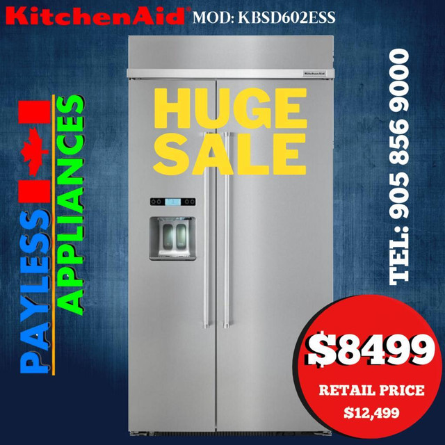 Kitchen-Aid KBSD602ESS 42 Built In Counter Depth Refrigerator 25.0 Cu. Ft. Capacity Fingerprint Resistant Stainless in Refrigerators in Mississauga / Peel Region