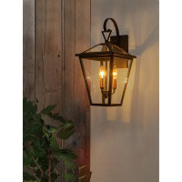 Mercer41 16.5" Outdoor Wall Sconce with Rose Gold 3-Light Candelabra