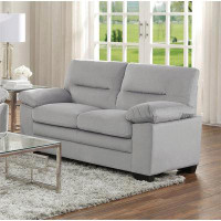 Latitude Run® Solid Wood Plywood Framed 1Pc Loveseat Pillow-Top Arms Grey Fabric Upholstered Stylish Comfortable Living