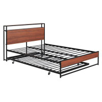 17 Stories Metal Platform Bed Frame With Trundle