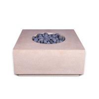 One Stop Outdoor 36" Premium “terra 2" Square Black Concrete Fire Bowl - Heavy Cement Natural Gas Fire Pit - Modern Outd