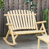 Rosecliff Heights Sanya Solid Wood Rocking Adirondack Chair