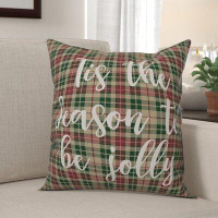 The Holiday Aisle® Sherrie Tis the Season to Be Jolly in Tartan Plaid Throw Pillow