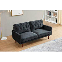 Mercer41 Small Space Velvet Cushion Back Sofa