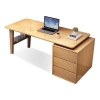 Wildon Home® 53.15" Nut-Brown&Offwhite Rectangular Desk Solid Wood desks
