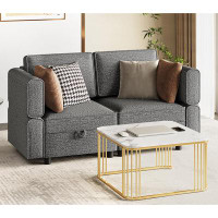 Latitude Run® Modern Sectional Sofa With Storage Seats Loveseat Upholstered Chenille Fabric