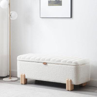 Hokku Designs Hokku Designs Storage Bench Faux Fur Entryway Bench 45” Upholstered Bench With Seating For Living Room, Be