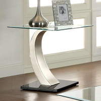 FOA Modern Coffee/End/Sofa Pieces showcases tempered glass tabletops & distinct pedestals ( 2, 3pi Set or Individually )