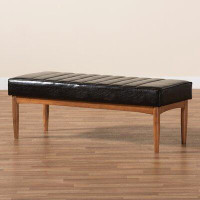 Corrigan Studio Corrigan Studio Studio Bop Mid-Century Modern Dark Brown Faux Leather Upholstered And Walnut Brown Finis