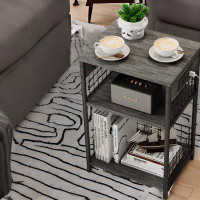 17 Stories 3-Tier End Table For Living Room,Study,Bedroom,Narrow Sofa Table Bedside Table With Storage Shelf