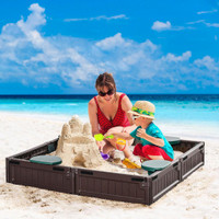 KIDS OUTDOOR SANDBOX WITH CANOPY, BOTTOM FABRIC LINER