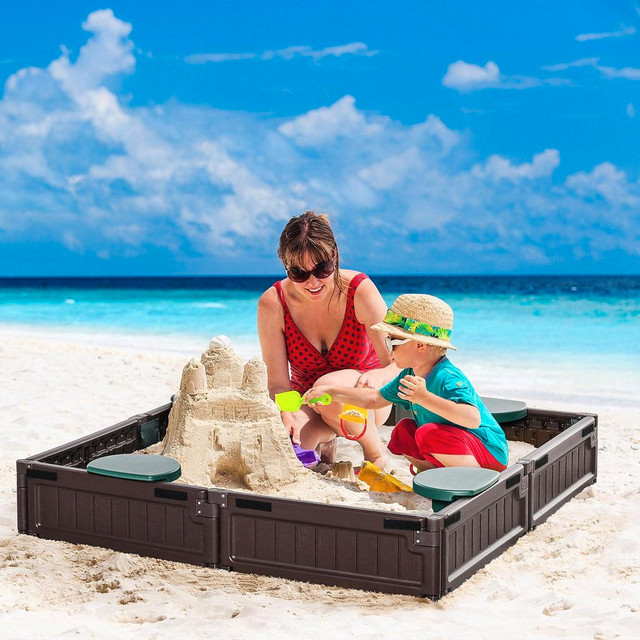 KIDS OUTDOOR SANDBOX WITH CANOPY, BOTTOM FABRIC LINER in Toys & Games