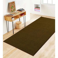 Ebern Designs Solid Colour Moss Green with Slip Resistant Low Pile Rug