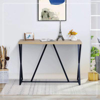 17 Stories 47.2'' Sofa Table; Wood Rectangle Console Table With Metal Frame - Oak & Black