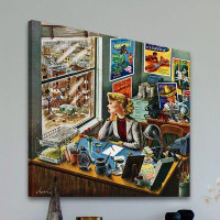 Marmont Hill Travel Agent at Desk by Constantin Alajalov Painting Print on Wrapped Canvas