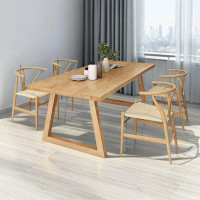 Corrigan Studio 4 - Person Burlywood Rectangular Solid Wood Tabletop Dining Table Set