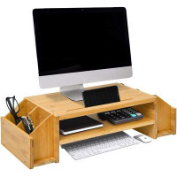 Latitude Run® Angeljesus 2-Tier Bamboo Monitor Desk Organizer