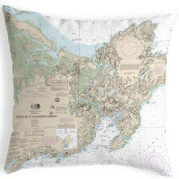 Highland Dunes Ipswich Bay To Gloucester Harbour, Ma Nautical Map Noncorded Indoor/Outdoor Pillow 12X12