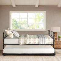 17 Stories Steel Twin Daybed With Trundle