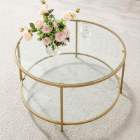 Zipcode Design™ Doynton Table With Shelf, Tempered Glass, Gold