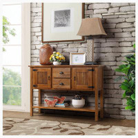 Millwood Pines Storage Sideboard Cabinet with 2 Drawers and Cabinets and 1 Bottom Shelf, Solid Wood Console Table