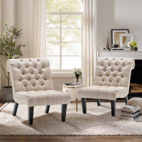 Lark Manor Linen Tufted Accent Chairs