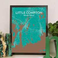 Wrought Studio 'Little Compton City Map' Graphic Art Print Poster in Nature