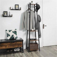 Latitude Run® 8- Hook Freestanding Coat Rack With Storage Shelves