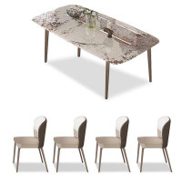 Everly Quinn 4 - Person  Sintered Stone tabletop Rectangular Dining Table