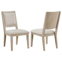 Gracie Oaks Carleon Upholstered Dining Side Chair White Washed and Beige (Set of 2)