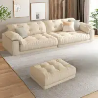 ULTORU 85.83" Creamy White 100% Polyester Modular Sofa cushion couch