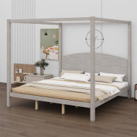 Red Barrel Studio King Size Canopy Platform Bed With Headboard And Support Legs