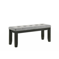 Red Barrel Studio 1Pc Contemporary Style Bench Gray Fabric Upholstery Tufted Tapered Wood Legs Bedroom Living Room Dinin
