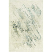 17 Stories 8''X10'' Ivory Grey Machine Woven Abstract Brushstrokes Indoor Area Rug