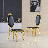 Rosdorf Park Kaleia dining chairs, kitchen chairs, faux leather dining chair with Stainless Steel Legs