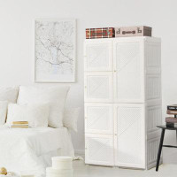 Latitude Run® Foldable Armoire Wardrobe Closet With 8 Cubes